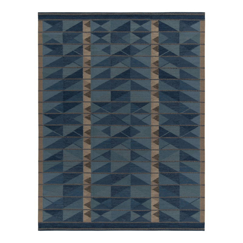 Scandinavian Wool Geometric Area Rug, Rectangle 5' x 7'