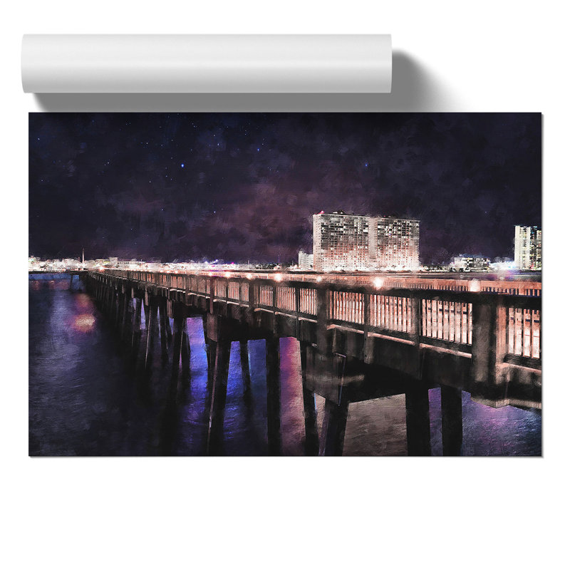 Panama City Beach Pier Painting - Frameless Print, 30cm H x 42cm W x 0.1cm D