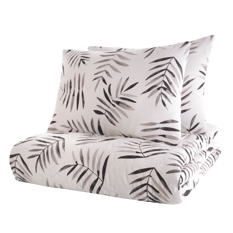 Ensemble de couvre-lit 100% coton blanc / noir Adin