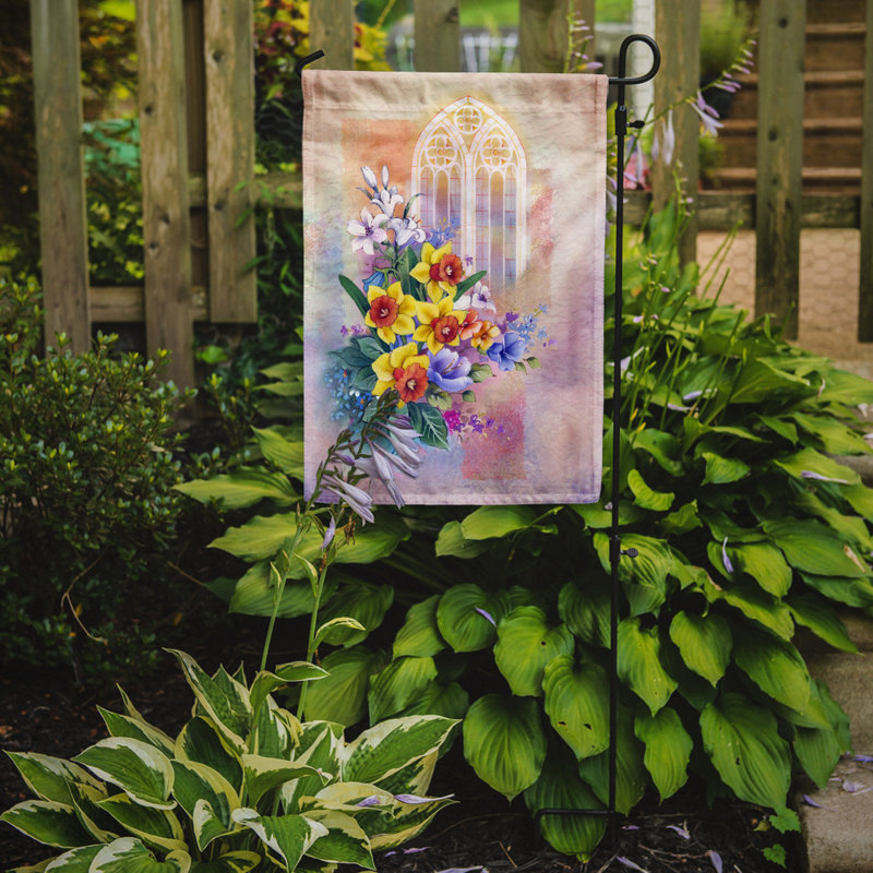 Drapeau de jardin 15 x 11 po en polyester pour fenêtre et jonquilles Church