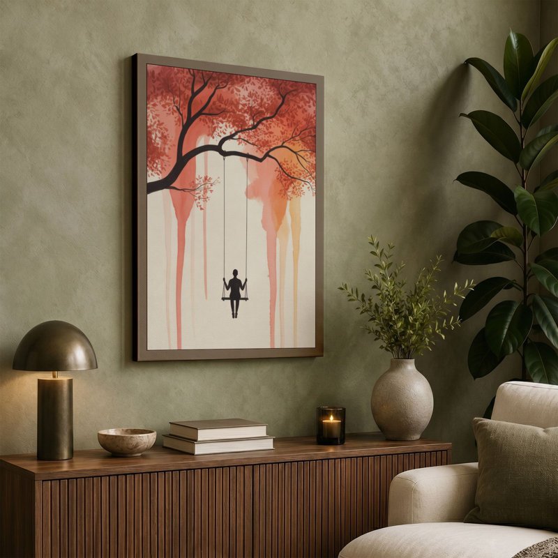 Figure in Motion Boho 1 Piece Wrapped Canvas Wall Art, 24x16 - 61.0 x 40.6 cm, Terracotta Border