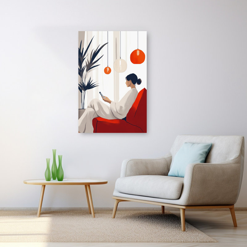 Art moderne de l'architecture moderne végétale sereine, 48" H x 32" W