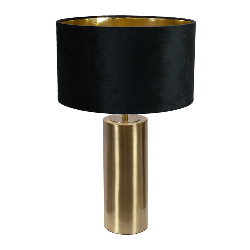 Aidana Metal Table Lamp, No, Gold Base/Black/Gold Shade