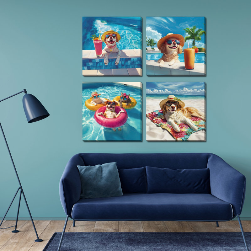 Pool Pawty III Canvas Wall Art