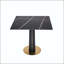 Table de négocier moderne carrée en pierre frittée de 85 cm avec base dorée-132906626-132906629