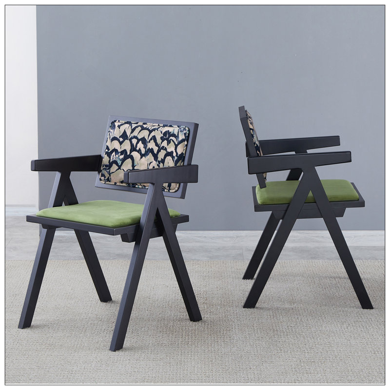 2 chaises de salle à manger, en bois d'hévéa massif, de style médiéval, avec accoudoirs, chaise de salon, simple et naturelle