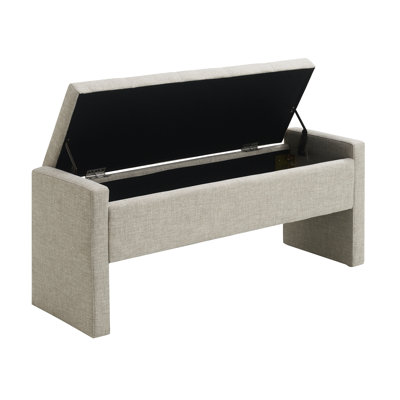 Modern Upholstered Bed End Bench With Storage, Linen Fabric Foot Rest Stool, Comfy Window Vanity Bench For Living Room, Bedroom, Dorm & Coffee Table