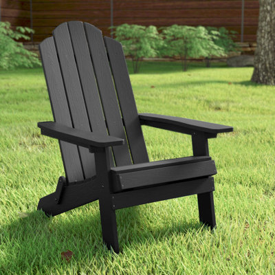 Loganne All Weather Outdoor HIPS Plastic/Resin Folding Adirondack Chair Fire Pit Chairs Oversized Patio Chair