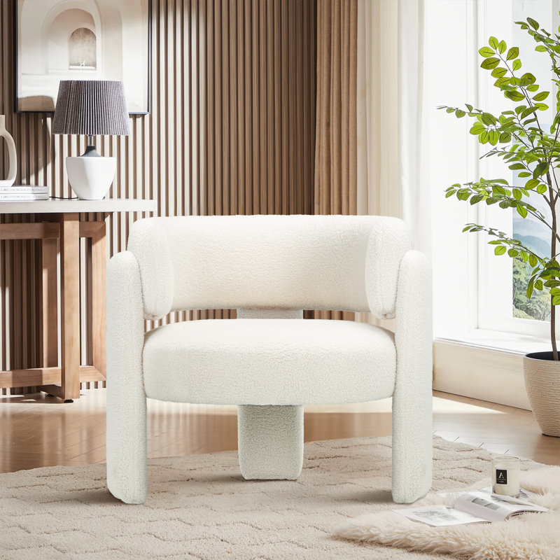 Fauteuil d'appoint demi-tonneau 33 po, Tissu crème