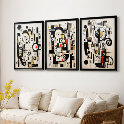 ABSTRACT Series CCCCLXVII - Toile tendue avec châssis encadré - 3 pièces