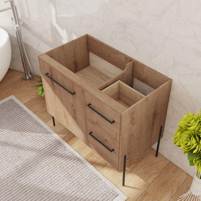 36" Freestanding Bathroom Vanity Base with 2 Drawers, 1 Door and 1 Adjustable Shelf