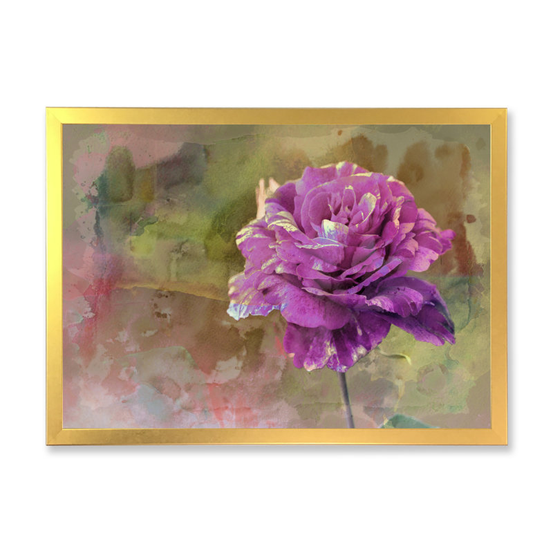 «Colorful Purple Rose Beauty», reproduction d'art sur toile, H 16 po x l 32 po x P 1 po, Impression dorée sur toile encadrée