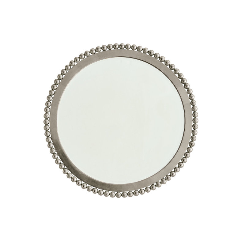 Small Round Silver Leaf Iron Wall Mirror