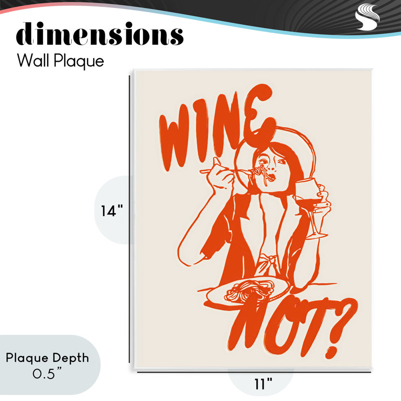 «Wine Not Retro Meal Time», plaque murale par The Prints Vibe