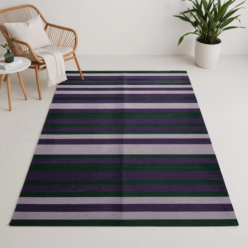 Tapis intérieur / extérieur mauve HorizontalStripes, Rectangulaire 3 pi x 5 pi