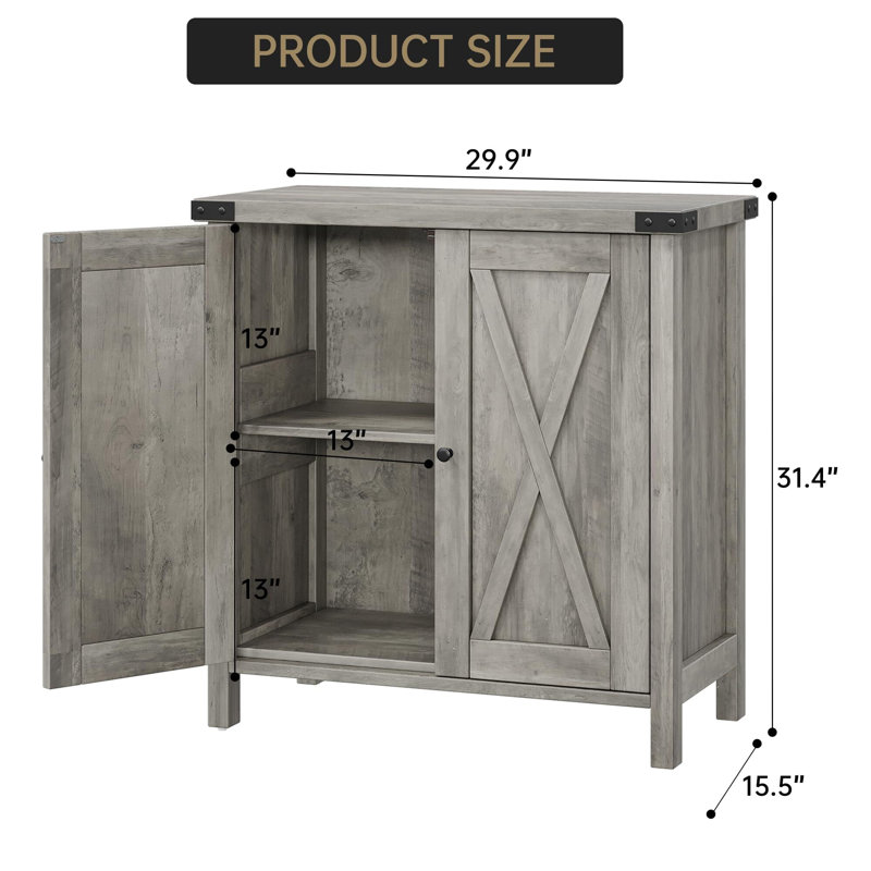 Buffet Buffet, petite armoire de rangement avec tablettes réglables et console de porte d'entrée à 2 portes pour le salon, la salle à manger, le buffet-bar Farmhouse