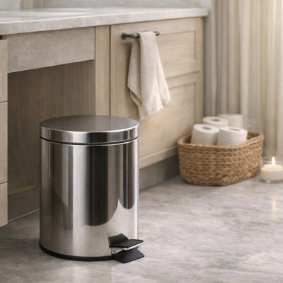 Poubelle à pédale en acier inoxydable 1,3 gallon