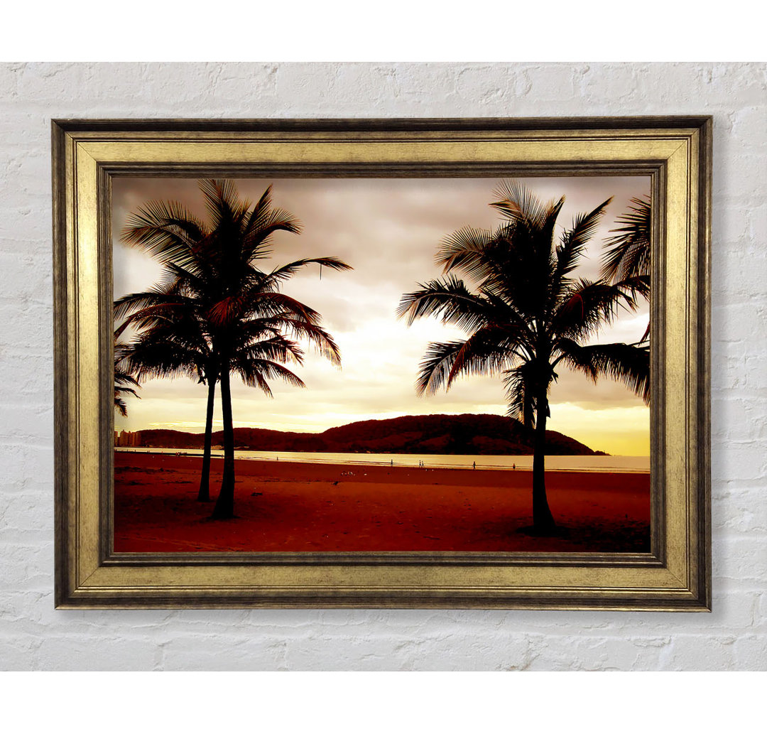 Beach Palmtree Bergblick - Drucken