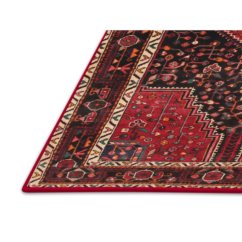 Tapis traditionnel rouge / noir Siipola, Rectangle 2 pi x 3 pi