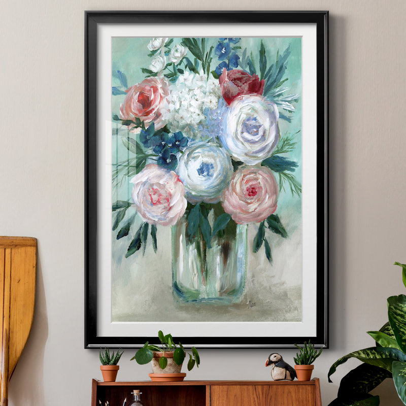 «Chalk Pastel Bouquet» par J Paul - reproduction d'art encadrée, H 30,5 po x l 42,5 po x P 1,5 po, Cadre noir
