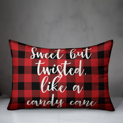  Sweet But Twisted Like a Candy Cane in Buffalo Check Plaid Lumbar Pillow