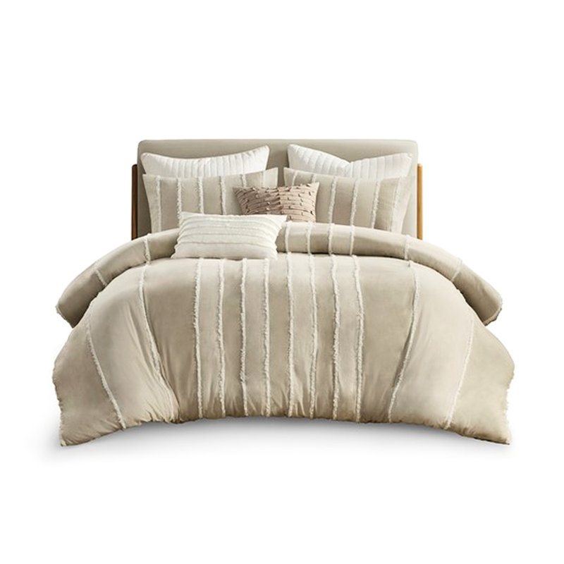 Housse de couette en coton multicolore très grand / très grand avec fermeture à boutons 3 pièces rayée et certification