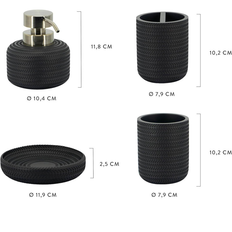 Bathroom Accessory Set, Black