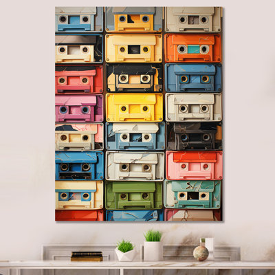 Retro Music Canvas Wall Art, Pop Art Cassette Tape Print - Popart Cassette Tapes X
