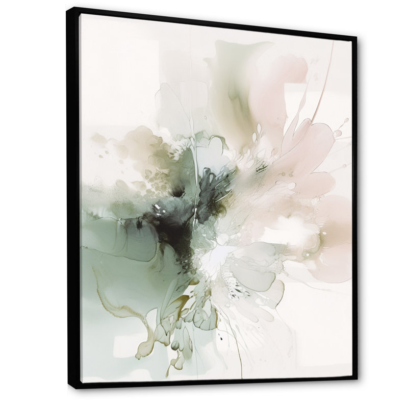 «Green and Cream Essence Of Modernity I» - Décoration murale abstraite en marbre, H 32 po x l 16 po, Noir