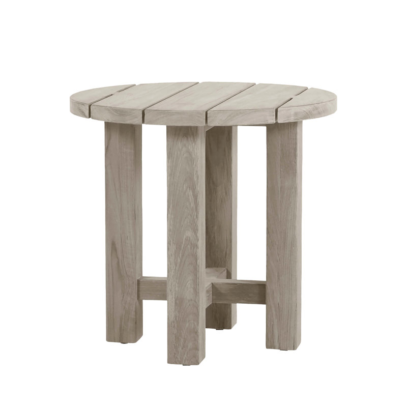 Croquet Teak Outdoor Side Table, Oyster Teak