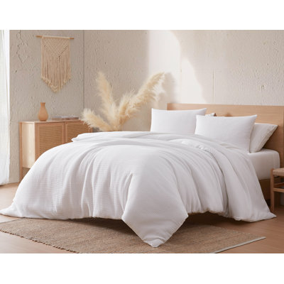 Ensemble de housse d'édredon sauge gaufré en coton 4 pièces 