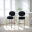 Ensemble de 2 tabourets de bar modernes en velours avec pieds en métal dorés et tabourets de comptoir ronds pour îlot de cuisine, bar personnel (noir)-1279768289