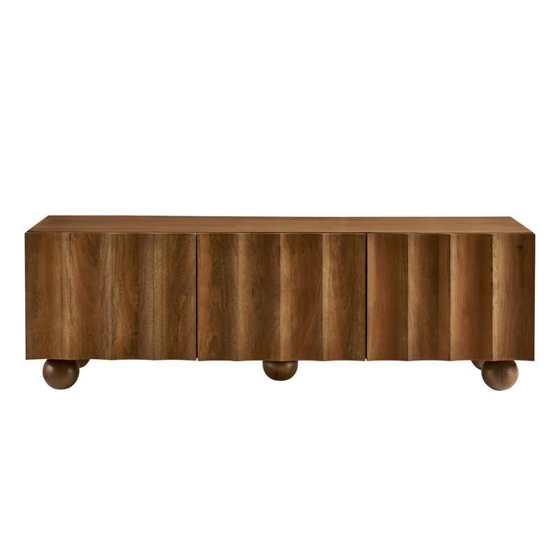 Sorren Scalloped Wood TV Stand, 54", Walnut