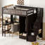 Lit mezzanine simple avec bureau, garde-robe, bibliothèque et tiroirs - Lit mezzanine pour enfants avec bureau en bois massif - gris-342837086-342837159