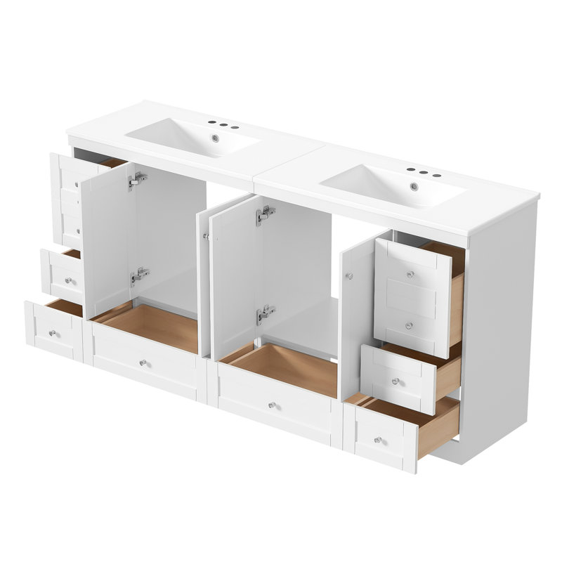 Meuble-lavabo sur pied 72 po avec lavabo en céramique
