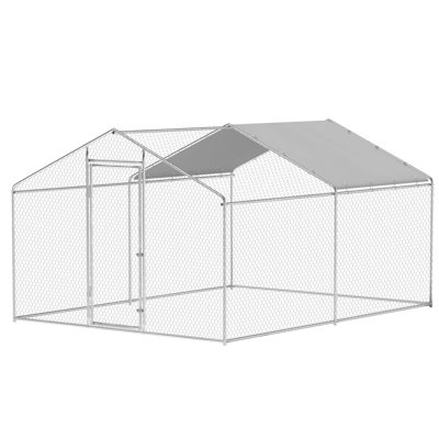 Peak Top Large Walk In Chicken Run Coop with Lockable Door, Outdoor Metal Poultry Cage with Waterproof and Anti-UV Cover -  Tucker Murphy Pet™, 1DFD80B5EC664738BDD741487FDFB5E9