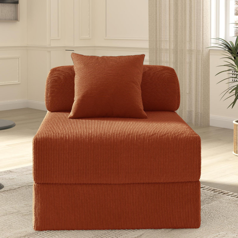 Jordan 31.5''Convertible Sleeper Chair Bed, Orange