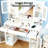 Rgb Led Lighted Makeup Vanity Table With Charging Station, Large Storage & Mirror, 60,000+ Colors, White For Bedroom Dressing Room