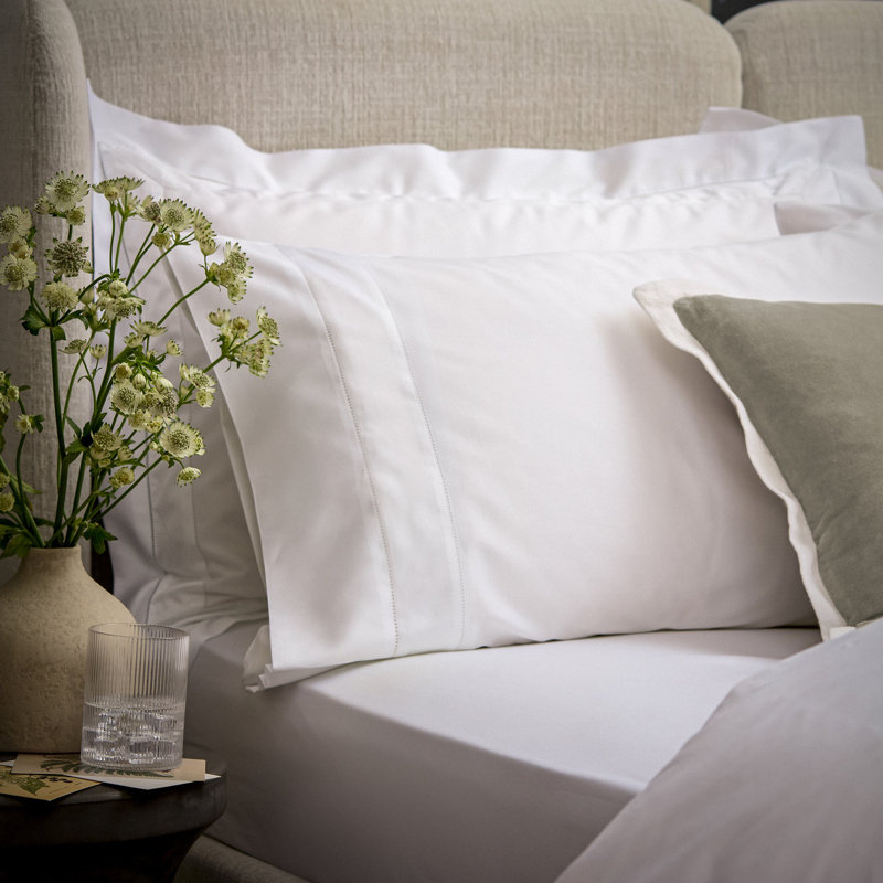 Balmoral Luxury Cotton Sateen Pillowcase Pair, Standard Pillowcase, White