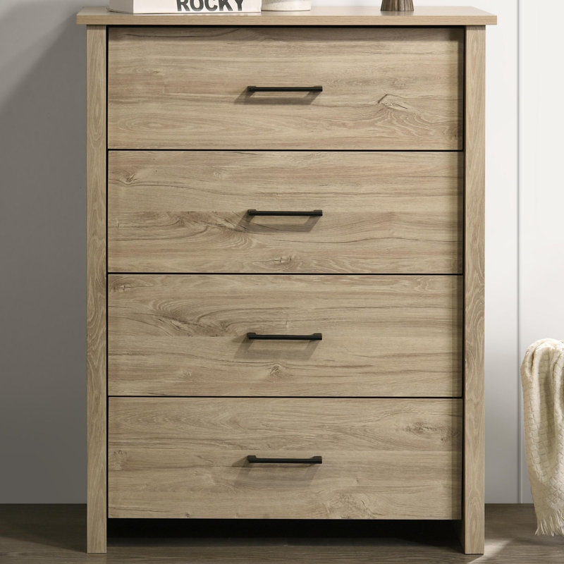 Commode 4 tiroirs, Chêne clair