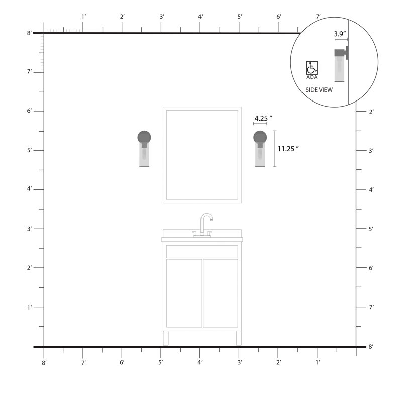 Christofer Steel Armed Sconce, Black/Brushed Nickel