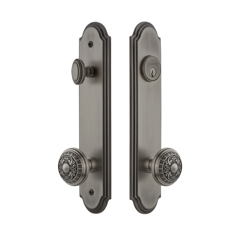Complete Arc Entry Knob Set with Deadbolt, Antique Pewter, 2.375"
