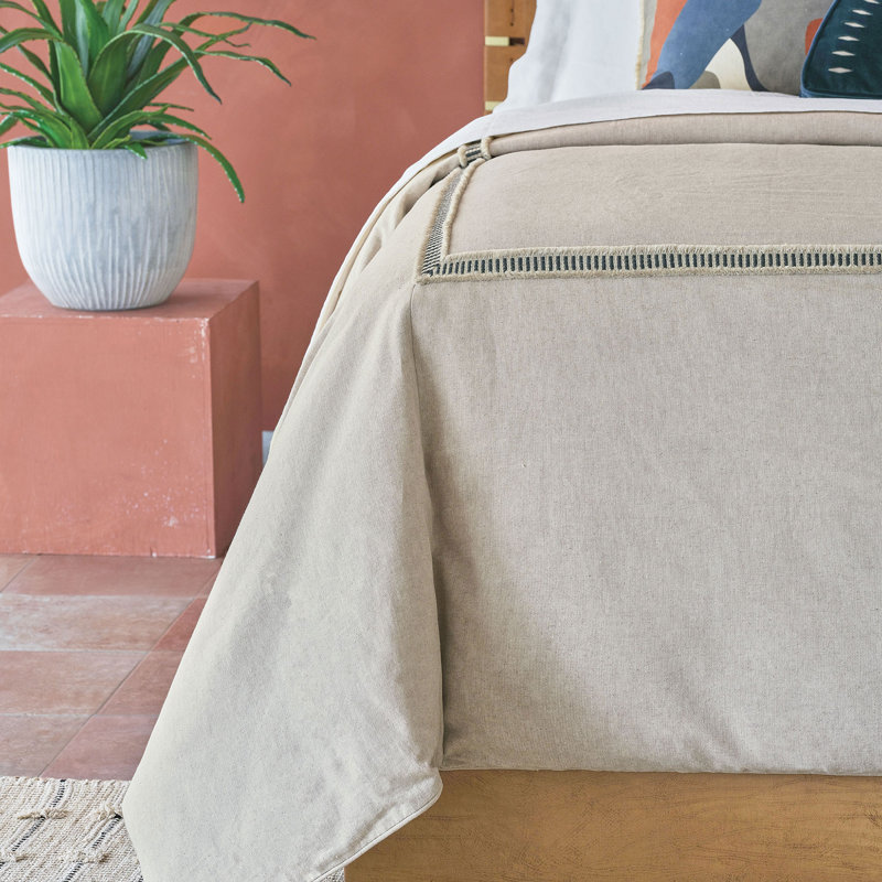 Moab Textured Border Comforter, Super King Comforter, Button Tufted