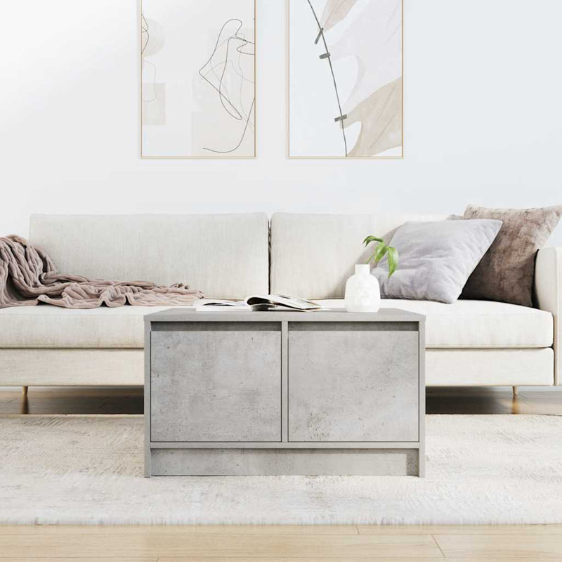 Coffee Table with Storage, 40" H x 70.5" L x 70" W, Concrete Grey