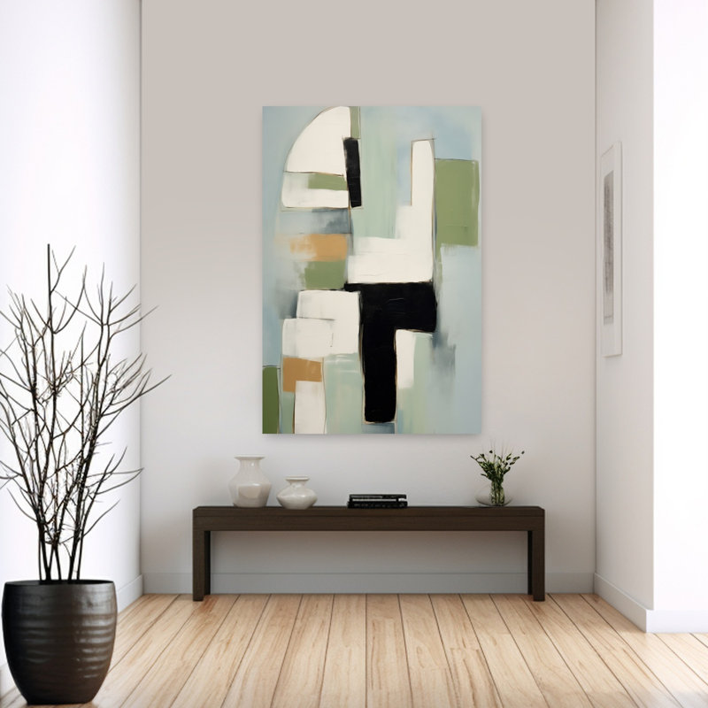 «Serene Abstract Shapes Abstract», art mural géométrique contemporain, H 60 po x l 40 po