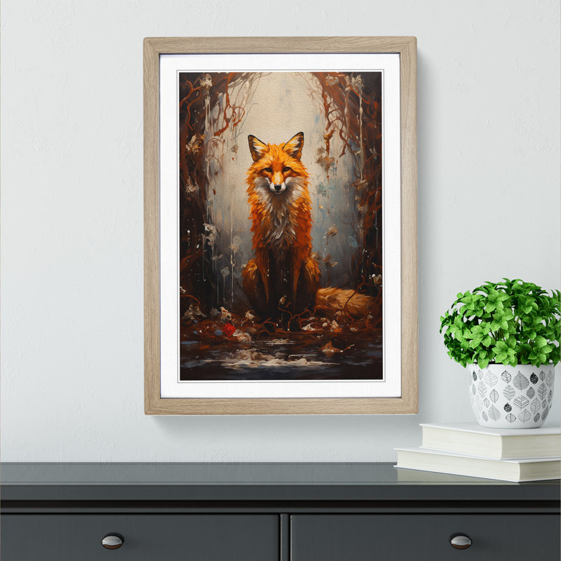 Fox Informel No.2 - Framed Print, 34cm H x 25cm W, Oak Framed