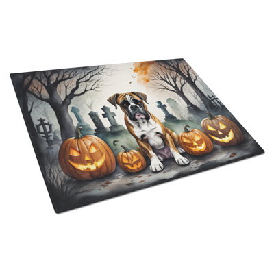 Boxer Spooky Halloween Glass Cutting Board Large