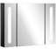 Armoire de salle de bain avec DEL et miroir - 35,5 po x 25,5 po, 3 armoires, lustre noir l 35,5 po x H 25,5 po, fixation murale