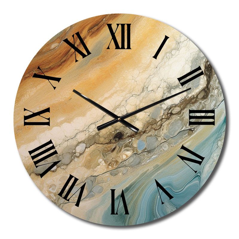 Horloge murale Beige Blue Aqua Symphony - formes abstraites, Moyenne