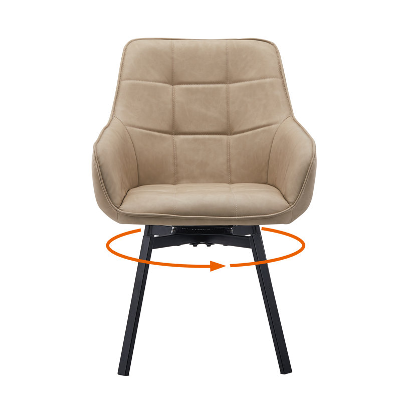 47cm H Upholstered Metal Armchair, Beige